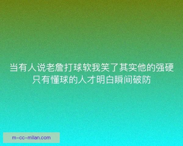 当有人说老詹打球软我笑了其实他的强硬只有懂球的人才明白瞬间破防